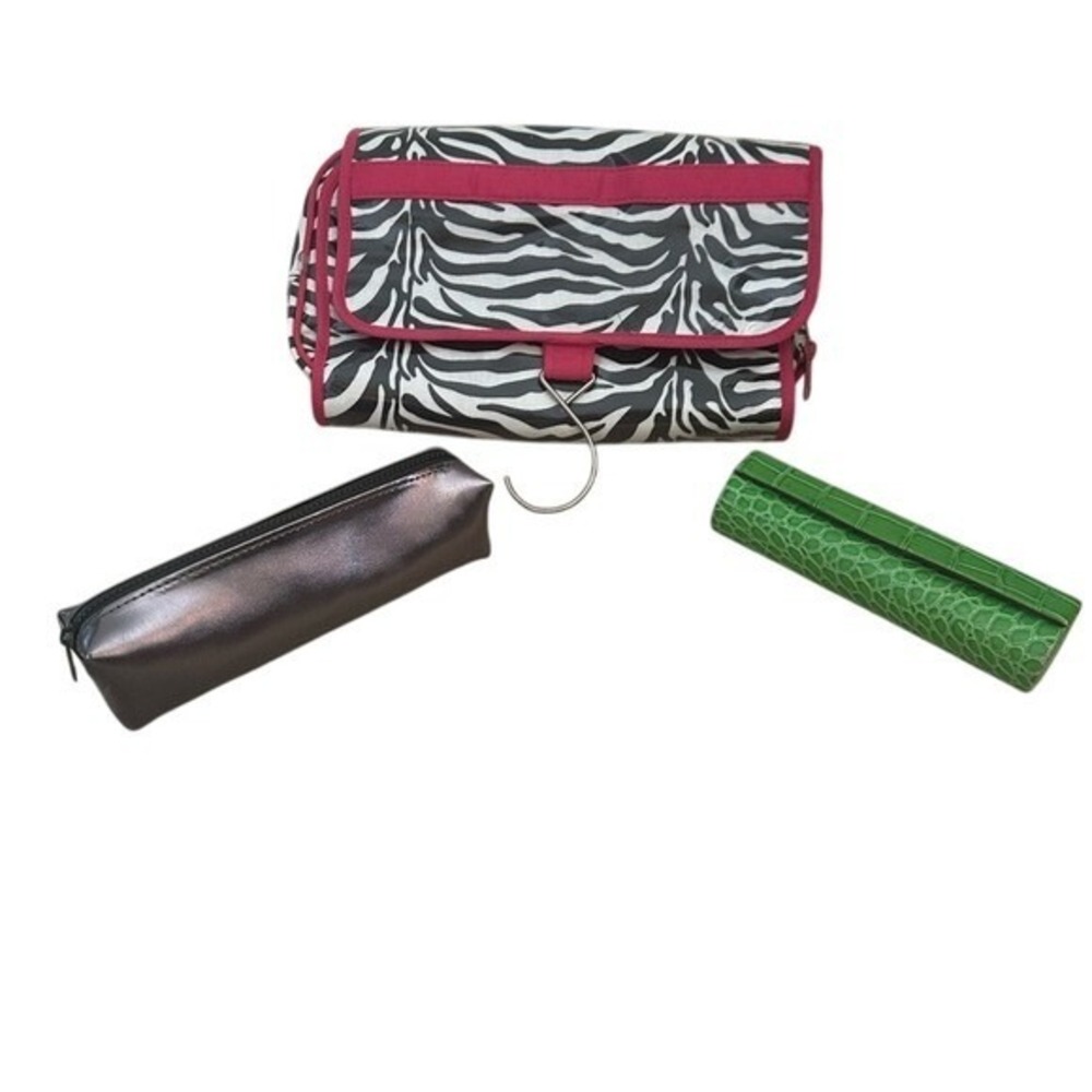 Caboodles Hanging Travel Toiletry Bag Zebra Print Cosmetic Makeup Organizer